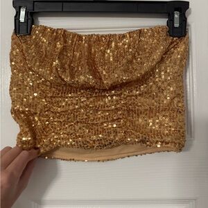 Free People Gold Sequin Crop Top